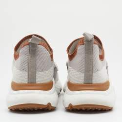 Pre Owned Tod's White/Grey Knit Fabric Catena Sneakers Size 38.5
