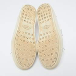Pre Owned Tod's White Leather Fringe Detail Slip On Sneakers Size 39.5