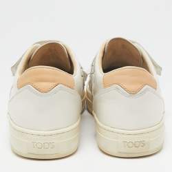 Pre Owned Tod's White Leather Fringe Detail Slip On Sneakers Size 39.5