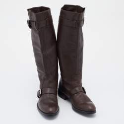 مملوكة مسبقًا Tod's Brown Leather Calf Length Boots Size 38