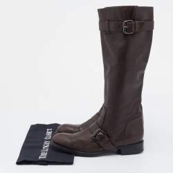 مملوكة مسبقًا Tod's Brown Leather Calf Length Boots Size 38
