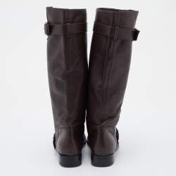 مملوكة مسبقًا Tod's Brown Leather Calf Length Boots Size 38