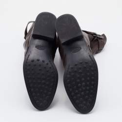 مملوكة مسبقًا Tod's Brown Leather Calf Length Boots Size 38
