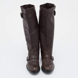 مملوكة مسبقًا Tod's Brown Leather Calf Length Boots Size 38