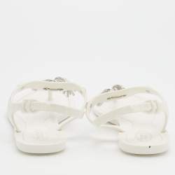 Pre Owned صندل إصبع تودز جيلي أبيض بشراشيب مقاس 37