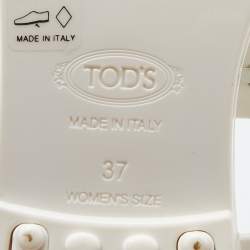 Pre Owned صندل إصبع تودز جيلي أبيض بشراشيب مقاس 37