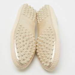 مملوكة مسبقًا Tod's Metallic Gold Leather Espadrille Loafers Size 36