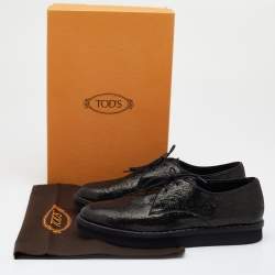 Pre Owned Tod's Black Textured Leather Lace Up Derby Size 40