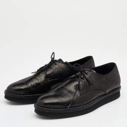 Pre Owned Tod's Black Textured Leather Lace Up Derby Size 40