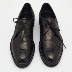 Pre Owned Tod's Black Textured Leather Lace Up Derby Size 40