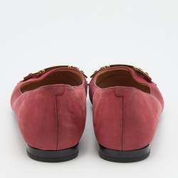 Tod's Crimson Red/Blue Leather And Patent Leather Cap Toe Buckle Ballet Flats Size 37