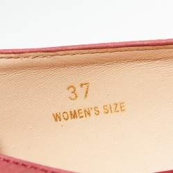 Tod's Crimson Red/Blue Leather And Patent Leather Cap Toe Buckle Ballet Flats Size 37