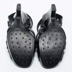 Pre Owned Tod's Black Patent Leather Strappy Platform Sandals Size 38