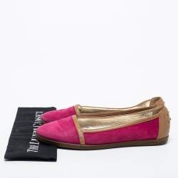 Tod's Pink/Brown Suede And Leather  Ballet Flats Size 40