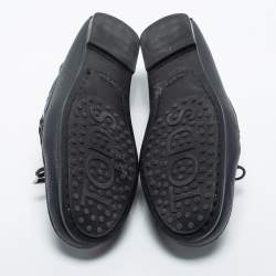 Pre Owned Tod's Navy Blue Leather Bow Slip On Loafers Size 38.5