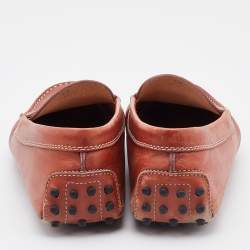 Tod's Rust Orange Leather City Gommino Slip On Loafers Size 40