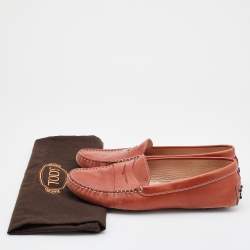 Tod's Rust Orange Leather City Gommino Slip On Loafers Size 40