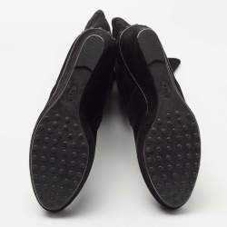 Pre Owned Tod's Black Velvet Zeppa Para Knee Length Boots Size 37