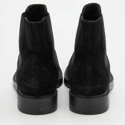 Pre Owned Tod's Black Suede and Elastic Fabric Ankle Boots Size 36.5