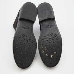 Pre Owned Tod's Black Suede and Elastic Fabric Ankle Boots Size 36.5