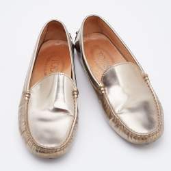 Tod's Light Gold Patent Leather Gommini Slip On Loafers Size 35