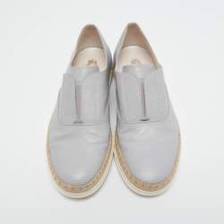 Pre Owned Tod's Grey Leather Francesina Espadrille Sneakers Size 37