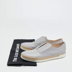 Pre Owned Tod's Grey Leather Francesina Espadrille Sneakers Size 37