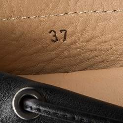 Pre Owned Tod's Black Leather Bow Slip On Loafers Size 37