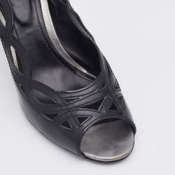 Tod's Black Patent Leather Cut-Out Peep Toe Pumps Size 38.5