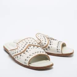 Tod's White Leather Slide Sandals Size 40