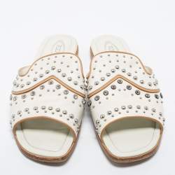 Tod's White Leather Slide Sandals Size 40