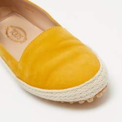 Pre Owned Tod's Yellow Suede Espadrille Loafers Size 35.5