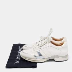 Tod's Cream/Silver Leather Low Top Sneakers Size 38.5