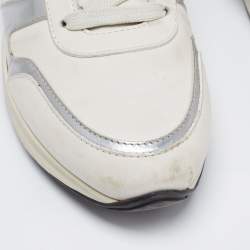 Tod's Cream/Silver Leather Low Top Sneakers Size 38.5