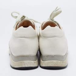 Tod's Cream/Silver Leather Low Top Sneakers Size 38.5