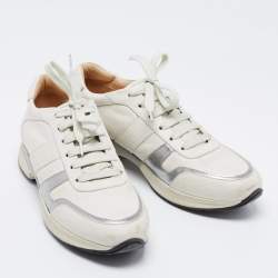 Tod's Cream/Silver Leather Low Top Sneakers Size 38.5