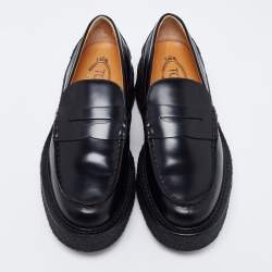 Pre Owned Tod's Black Leather Slip On Loafers  Size 37