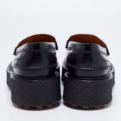 Pre Owned Tod's Black Leather Slip On Loafers  Size 37