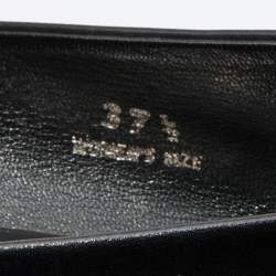 Pre Owned Tod's Black/Grey Leather Bow Ballet Flats Size 37.5