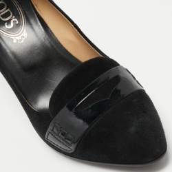مملوكة مسبقًا Tod's Black Suede Penny Loafer Pumps Size 38.5