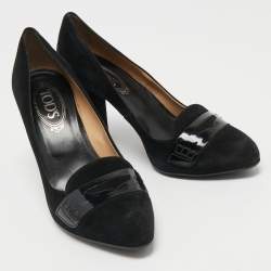 مملوكة مسبقًا Tod's Black Suede Penny Loafer Pumps Size 38.5