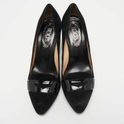 مملوكة مسبقًا Tod's Black Suede Penny Loafer Pumps Size 38.5