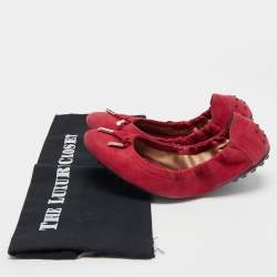 Pre Owned Tod's Pink Suede Scrunch Ballet Flats Size 38.5