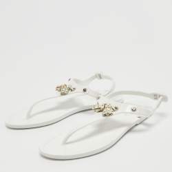 Tod's White Rubber Fringe Bow Thong Flat Sandals Size 36