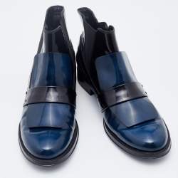 مملوكة مسبقًا Tod's Blue/Black Leather Chelsea Boots Size 39