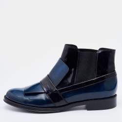 مملوكة مسبقًا Tod's Blue/Black Leather Chelsea Boots Size 39