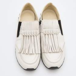 Tod's White Leather Fringe Slip On Sneakers Size 39 