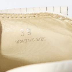 مملوكة مسبقًا Tod's White Leather Fringe Slip On Sneakers Size 39 