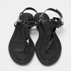 Pre Owned Tod's Black Patent Leather Flat Thong Sandals Size 41