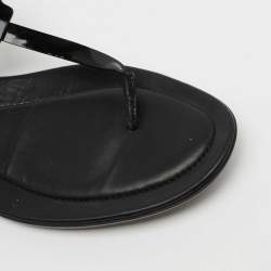 Pre Owned Tod's Black Patent Leather Flat Thong Sandals Size 41